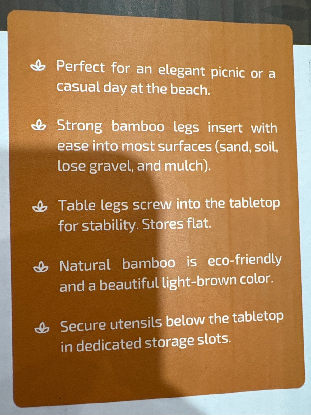 Bambüsi Collection Bamboo Picnic Table - Natural Wood new - Picture 4 of 4
